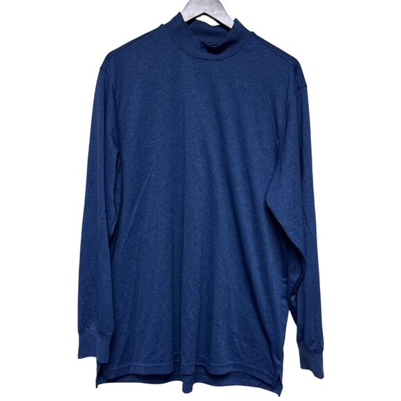 Donald Ross Men's Shirt Jersey Mock Neck Navy Blue Long Sleeve Golf Active Large - Picture 2 of 9